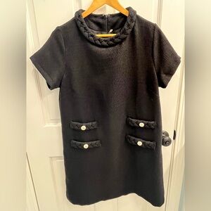 Jackie O inspired Tuckernuck Black Short Sleeve Dress with Button Accents M